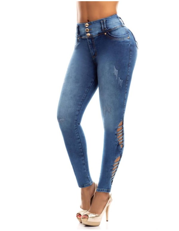 jean pitbull con faja azul delantera ptf7193