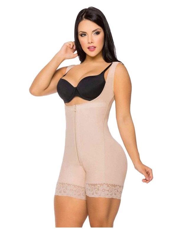 Faja short beige con manga siza de franela sobre huecos delantera fs233-C