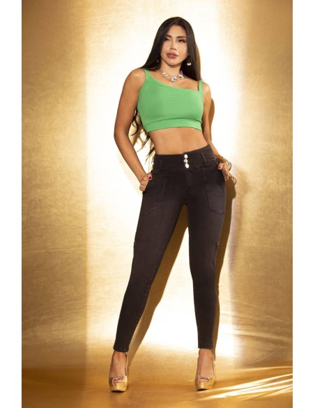 pantalon vaquero negro delantera pt7369