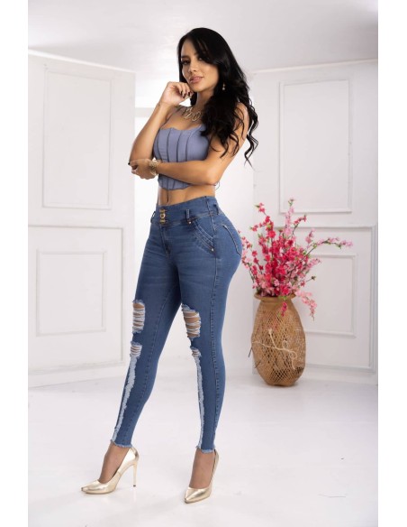 pantalon con faja pitbull azul delantera ptf7412