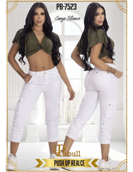 pantalon pitbull blanco pb7523