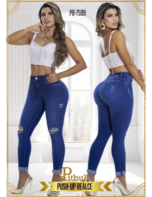 pantalon colombiano pitbull azul pb7599