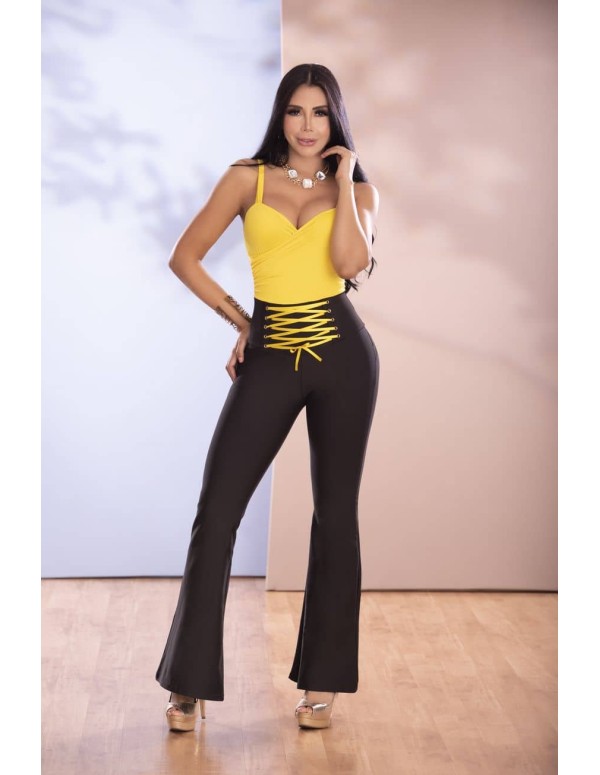 enterizo lycra pitbull amarillo delantera et5144