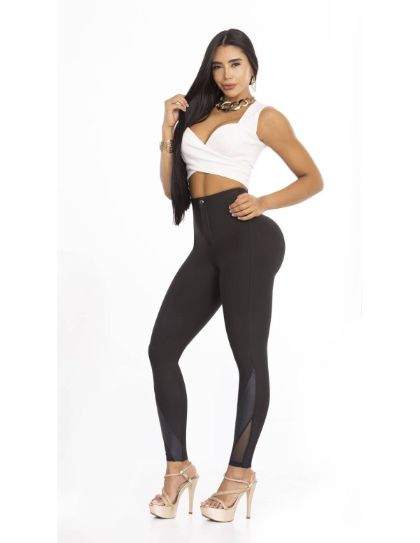 pantalon efecto lipo negro delantera jp3178