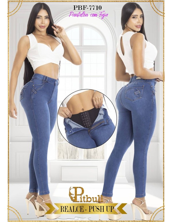 pantalon colombiano con faja pitbull azul pbf7710