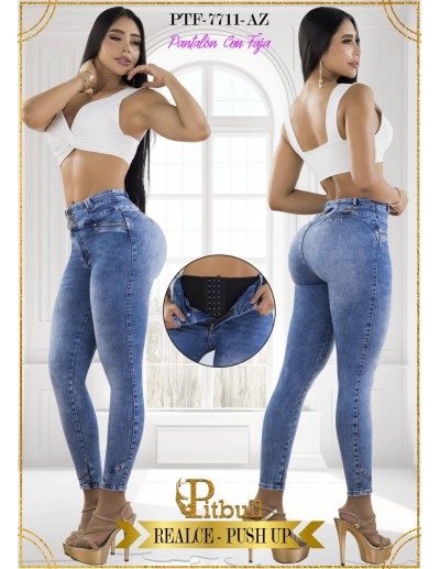 pantalon pitbull con faja azul ptf7711