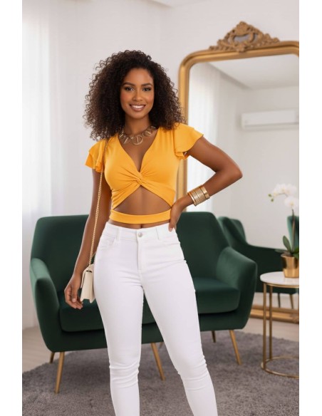 blusa capoheira amarillo delantera bl4316