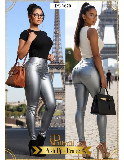 pantalon colombiano pitbull cuero gris ps7670