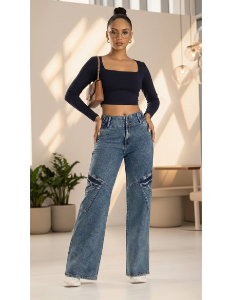 pantalon cargo pitbull delantera azul pc7686