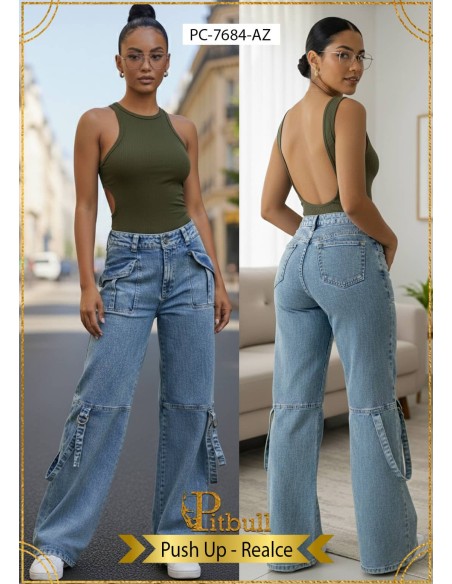 pantalon cargo pitbull azul pc7684