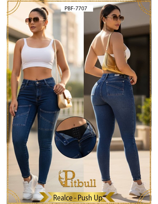 pantalon colombiano con faja pitbull azul pbf7707