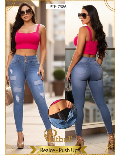 pantalon con faja vaquero pitbull azul ptf7386