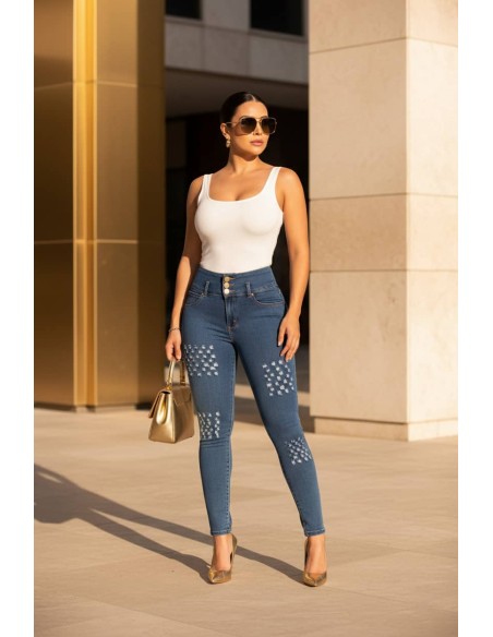 pantalon con faja pitbull azul delantera ptf7390