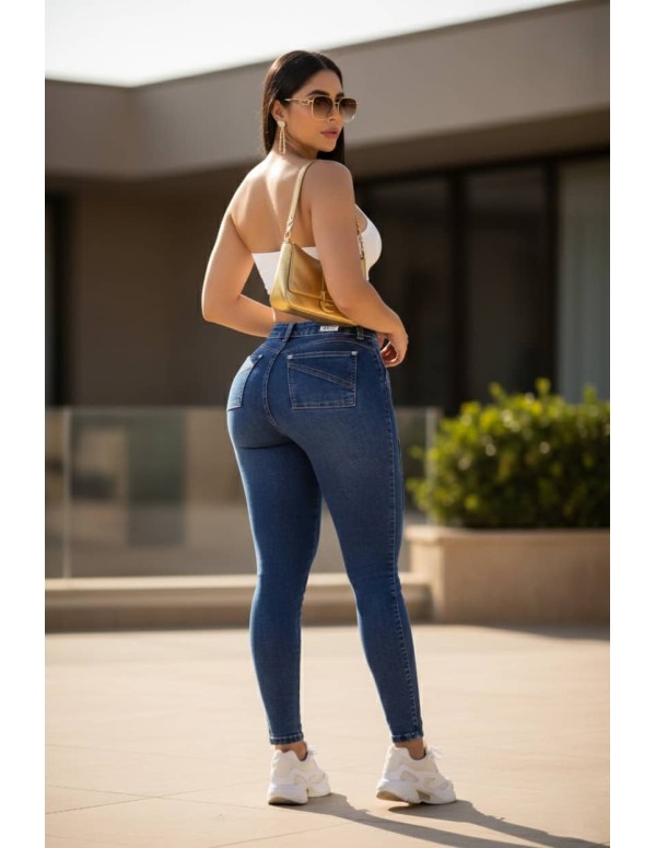 pantalon colombiano con faja pitbull azul trasera pbf7707