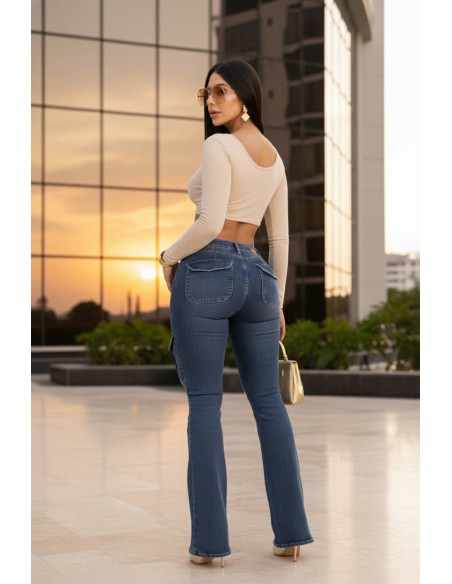 pantalon cargo pitbull azul trasera pc7689