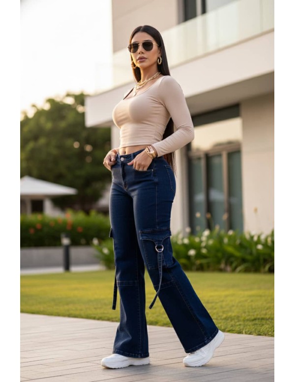 pantalon cargo pitbull azul delantera pc7688