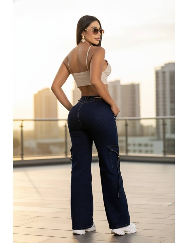 pantalon cargo pitbull azul trasera pc7688