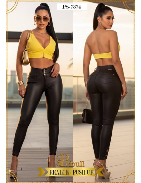 pantalon cuero pitbull negro ps7374