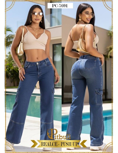 pantalon vaquero wide leg pitbull azul pc7691