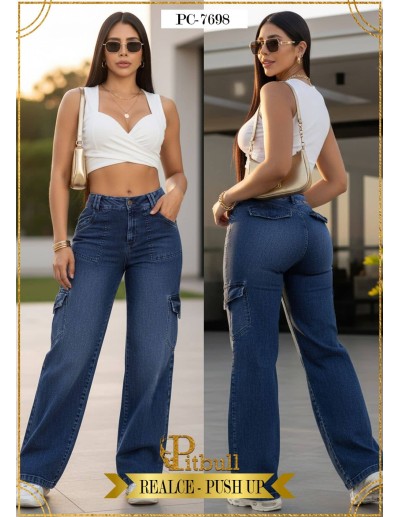 pantalon pitbull bota campana azul pc7698