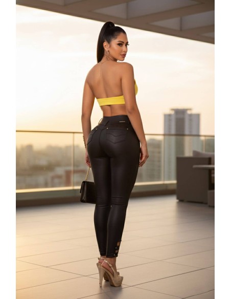 pantalon cuero pitbull negro trasera ps7374